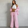 Cardigan de Xadrez Rosa Manga Longa Calça Longa Conjunto de Pijama Casual Confortável Solto Feminino Primavera/Verão 2026