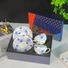 [Regalo de Navidad] Taza de Café Serie Estrella de Porcelana de Hueso Taza y Platillo de Racimo de Flores de Porcelana Real Rusa Taza de Té de la Tarde