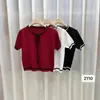 Camiseta Básica Tricotada Moderna e Estilosa para Mulheres 2022 Novo Top de Design de Moda Coreana Primavera e Verão