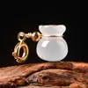 Gelatina Natural de Lichi Ágata Blanca Bolsa de la Suerte Colgante de Pata de Gato Pulsera de Ágata Blanca Hecha a Mano DIY Accesorios de Joyería de Gota Pequeña