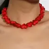 Moda europea y americana transfronteriza popular Cadena de collar de corazón rojo acrílico cuentas accesorios de joyería