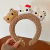 Diadema de Felpa con Estampado de Leopardo Rosa y Moño de Gatito para Mujer, Diadema Linda Versátil para Lavarse la Cara, Pasador, Tocado de Corona Alta