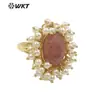MPR071 anillo grande exagerado de perla artificial de piedra preciosa de color natural clásico se puede usar como anillo de fiesta Joyería