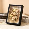 Suporte de mesa para porta-retrato com flor seca oca para preservar flores eternas, rosas, porta-retrato criativo DIY feito à mão, moldura de espécime 3D