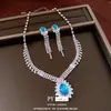 Brincos Anel Oval de Zircônia Colar Feminino Personalizado Exquisito Moda Corrente Clavícula Conjunto de Joias de Luxo Leve Alto Padrão