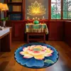 Cojín de Meditación Flor de Loto de Terciopelo de Cristal Cojín Redondo Zen de Meditación Sala Budista Hogar Meditación Alfombra Antideslizante Engrosada