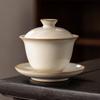 Cuenco con tapa flotante para horno Ru Cuenco con tapa de tres jaulas Juego de té de kung fu de alta calidad individual La grieta de hielo puede elevar el cuenco de té doméstico No caliente