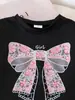 Suministro Transfronterizo de Ropa para Niños, Ropa para Niños Europeos y Americanos, Ropa para Niñas, Conjunto de Camiseta Negra de Manga Corta + Pantalones para Bebés