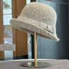 Sombrero de Pescador de Felpa de Pelo de Conejo para Mujer, Estilo Coreano Versátil de Alta Gama para Otoño e Invierno, Sombrero de Cubo para Circunferencia de Cabeza Grande, Sombrero de Cubo de Invierno