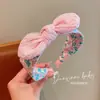 Tiara Floral de Abas Largas Estilo Coreano para Crianças com Laço, Tiara Fofa de Orelhas de Coelho para Meninas, Gentil com o Cabelo
