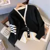 Casaco Cardigan Suéter Gola V Outono Inicial Estilo College Malha Top Base Interno