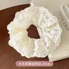 Scrunchie lenço quadrado estilo pastoral francês para meninas e crianças, elástico de cabelo doce com laço para coques, acessório de cabelo