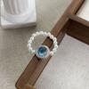 Anillo de Plata de Ley S925 con Imitación de Aguamarina Perla Shijia Lujo Accesible Anillo Ajustable de Cuerda Anillo de Dedo Índice de Gama Alta