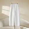 Pantalones de pierna ancha cropped de mujer petite azul marino para primavera/otoño, nuevo modelo 2026, cintura alta elástica, versátiles