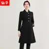 Venta al por mayor transfronteriza de abrigos acolchados de lana gruesa de invierno nuevos para mujer, chaquetas de lana cálidas de corte entallado de longitud media para mujer