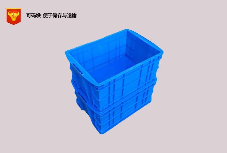 蓝色pe中号塑料周转箱 加厚塑胶物料配件中转箱型号