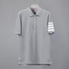 TB JL Clásico Cuatro Barras Algodón Puro Cuentas Pesado Camisa Polo Solapa Casual Camiseta de Hombre Verano Manga Corta Holgada