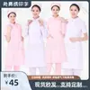 Ropa de Invierno de Manga Larga para Enfermera Mujer Cuello Bajo Blanco Bata Médica Cuidado Médico Belleza Oral Dental Farmacia Bata Blanca Ajustado