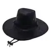 Chapéu de Cowboy Ocidental de Couro PU para Homens e Mulheres Chapéu Único com Corda Trançada Aba Larga Aba Curva Chapéu para Cavalgada Chapéu de Férias