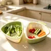 Cesta de vegetais, cesta de drenagem de camada dupla color block para cozinha, cesta de lavagem de vegetais doméstica, cesta de armazenamento de tigelas e utensílios