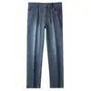 Calça Masculina Jeans Lavado Vintage de Verão Fina Estilo Europeu Lyocell Simples de Alta Qualidade Confortável Reta Slim