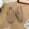 Pantuflas Baotou para Mujer con Felpa Adentro Suela Gruesa Estilo Perezoso Nicho para Falda Elevación Versátil Estilo Nuevo Sin Cordones Combinación de Pantuflas Baotou