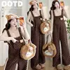 Overol de Maternidad Otoño/Invierno 2026 Nuevo Otoño Holgado Casual Ropa Exterior de Tirantes Mono Pantalones de Lana de Cordero Mujer