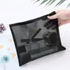Bolsa de malla de nailon transfronteriza para almacenamiento de artículos de tocador, bolsa de almacenamiento para esponjas de maquillaje, estuche transparente portátil para papelería y lápices de viaje