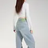 Calça Jeans Wide Leg Azul Claro Nova Outono/Inverno 2026 para Mulheres, Jeans Reto Engrossado de Cintura Alta Emagrecedor para Mulheres A14129