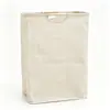 Cesto de roupa suja dobrável de algodão e linho, com alça de madeira, para guardar roupas e brinquedos. Ideal para banheiros e outros ambientes. Grande capacidade de armazenamento.