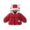 Jaqueta de algodão vermelha grande para bebê, blusa com capuz acolchoada espessa de 280g, casaco de algodão quente para meninos e meninas, roupa de outono e inverno para bebês e crianças pequenas