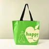 Bolsas de asas tejidas de PP engrosadas en stock, hechas a medida para exposiciones, bolsas impermeables de plástico laminado tipo piel de serpiente, bolsas de asas de compras personalizadas
