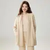 Suéter abrigo de punto grueso de cachemira 2026 otoño e invierno nuevo para mujer, estilo suelto y casual, de longitud media, cuello en V