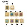 WT-PC004 venda quente exportação Atacado cor natural gema ametista pedra glitter quadrado DIY brincos pingente feminino