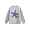 Suéter de punto Cattee Estrella de Mar Americana Cuello Redondo para Hombres y Mujeres Holgado Otoño e Invierno Perezoso de Lana de Alta Gama Moderno
