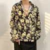 Camisa Floral Retrô Vintage Estilo Hong Kong para Homens e Mulheres Verão Tendência Marca Havaiana Despojada Cool Solta Camisa de Manga Longa Casaco para Casal