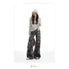 Comercio transfronterizo overol camuflaje persona alta mujer nuevo pantalón de pierna ancha cintura alta adelgazante chica hot 2026 gris multibolsillos