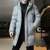 Producto principal transfronterizo 2026: Abrigo de algodón de longitud media para hombre, tallas grandes M-8XL, chaqueta de algodón con capucha de color liso para otoño e invierno, estilo coreano, corte holgado