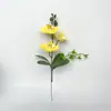 Tallo Único con 3 Flores, 2 Hojas y 1 Flor, Orquídea Phalaenopsis para Decoración de Salón de Bodas, Materiales para Arreglos Florales, Decoración de Habitación de Hotel, Ramo Artificial