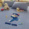 Sábana bajera ajustada de algodón puro, cepillado, con temática de dibujos animados, engrosada, pieza única, otoño/invierno, 100% algodón, funda de cama individual para niños, protector de colchón, juego de tres piezas