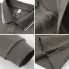 Camiseta Solona de Negocios de Alta Gama con Cuello Solapa Otoño Temprano para Hombre Casual Color Sólido Holgada Camisa Polo de Manga Larga tipo "Daddy" para Hombre
