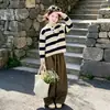 Conjunto de outfit de otoño para niñas 2026 nuevo estilo moderno suéter a rayas de moda y conjunto de pantalones de pierna ancha para niños mayores