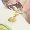 Serie de Frutas Luochen Colgante de Collar de Durian Tridimensional Incrustado de Circonita Personalidad de Moda Diseño de Nicho Cadena para la Clavícula