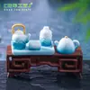 Paisaje en Miniatura Creativo Estilo Chino Montaña Verde Juego de Té Tetera Casa de Muñecas Decoración DIY Accesorios Miniatura Adornos