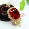 Colgante Huevo de Paloma de Vidrio Rojo Estilo Hong Kong Ai Yu Collar Imitación Rubí Venta al por Mayor Transmisión en Vivo Europea y Americana S5021821