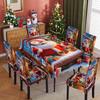 2025 Nueva Funda para Silla de Restaurante con Estampado Navideño de Papá Noel de Dibujos Animados Transfronteriza Set de Mesa y Sillas de Poliéster Manteles Impermeables