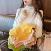 Blusa feminina de manga comprida nova gola alta de madeira orelha longa manga comprida interna manga comprida outono e inverno estilo coreano veludo cor sólida camiseta