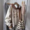 Sudadera de Manga Larga con Estampado Oversize para Mujer, Estilo Coreano Ins, Holgada, Nicho Bf, Chaqueta Casual Nueva Otoño e Invierno 2025