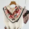 Crepe de Seda Lenço de Seda Feminino Primavera Verão Novo Estilo Seda de Amora Elegante Estampado Versátil Lenço Quadrado Médio Lenço de Roupa Xale