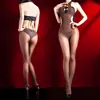 Meia-calça Bodystocking Erótica Sexy Brilhante Transparente Ultra-Fina Sedosa Justa Sem Costas Vazada Sem Entrepernas Lingerie Para Não Tirar